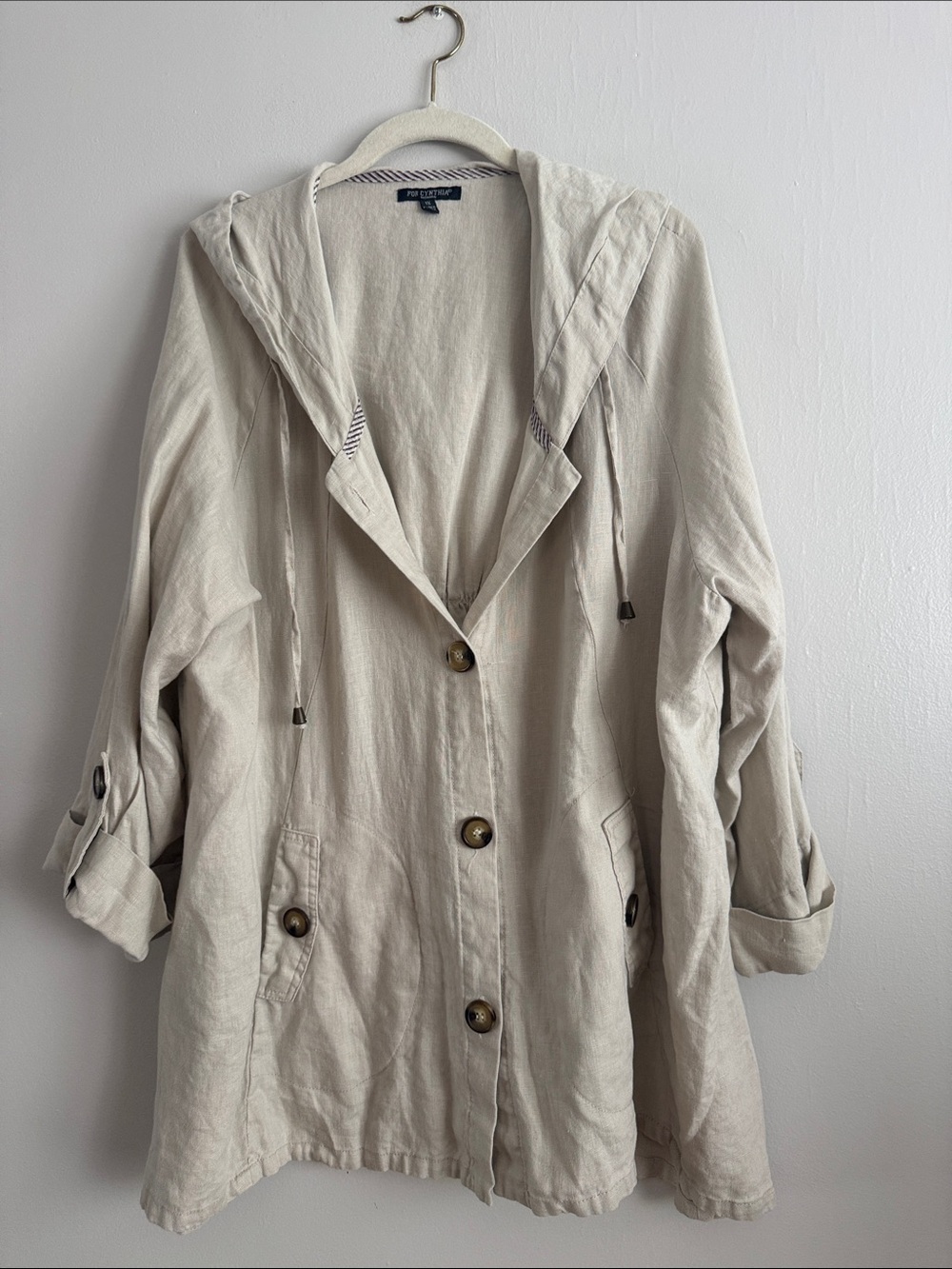 Lovely hooded linen jacket, size 1X.